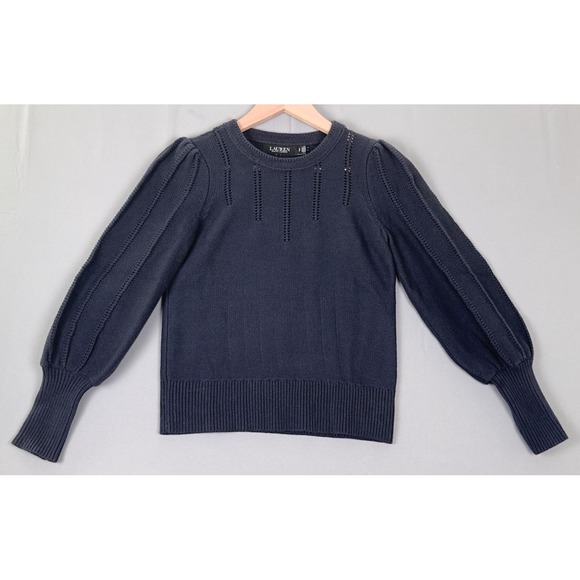 Lauren Blackwell Sweaters - Lauren Ralph Lauren Marmie Puff Sleeve‎ Knit Sweater Women's Small Navy